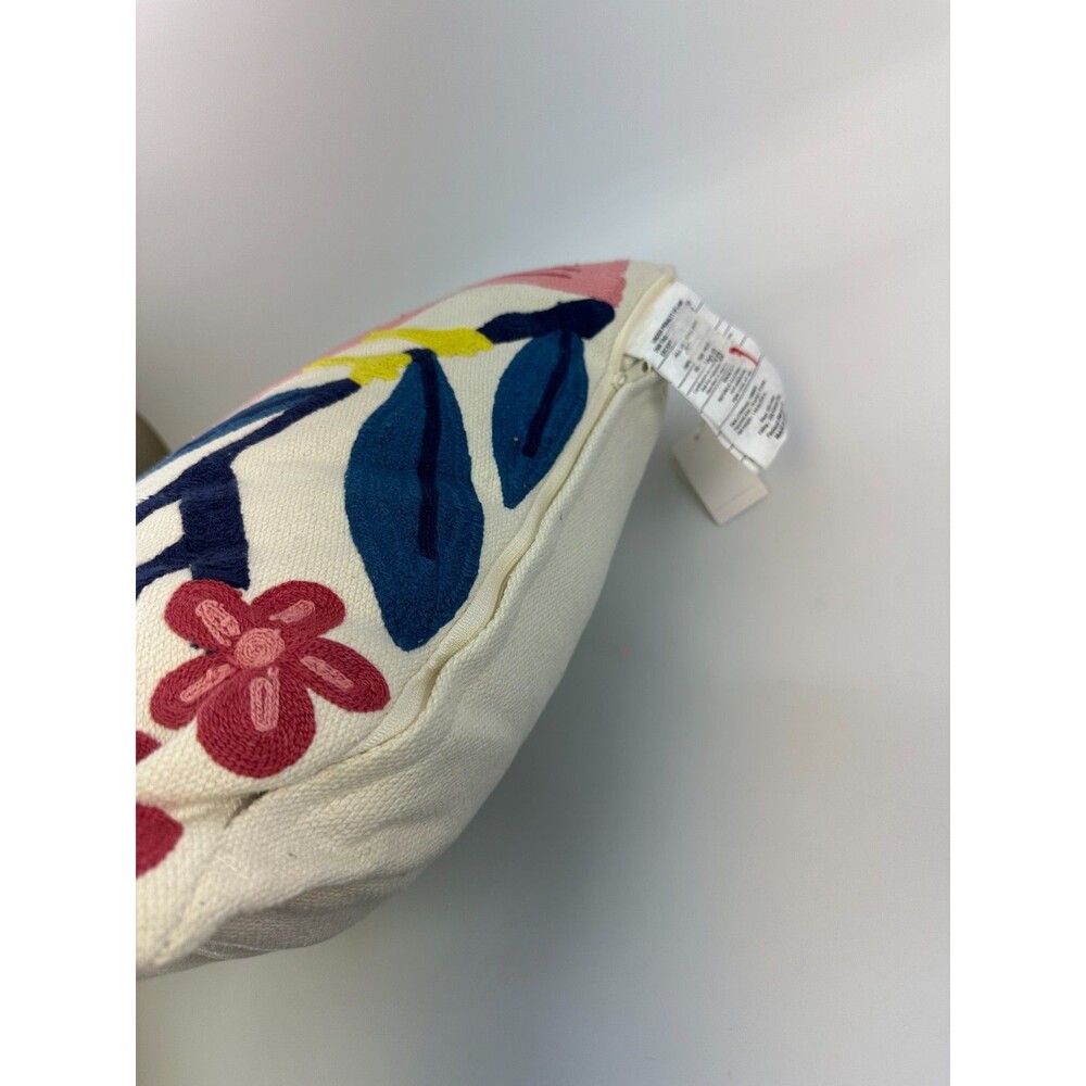 Chelsea And Theodore Embroidery Crewl Bird Pillow Decrative Accent New 18" x 18" - Picture 6 of 8